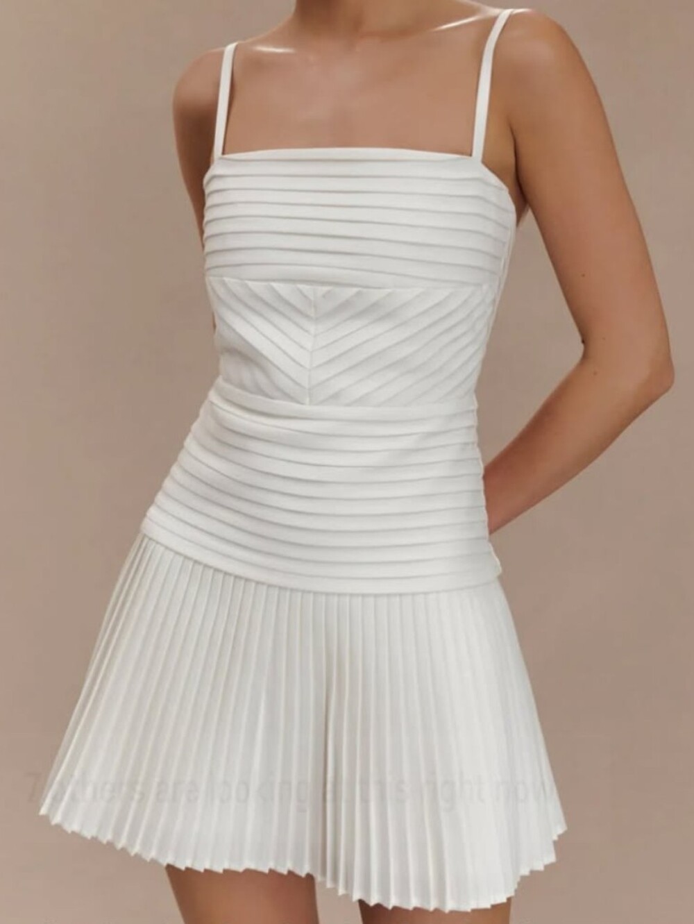 Meshki Rylee White Pleated Mini dress Size Large